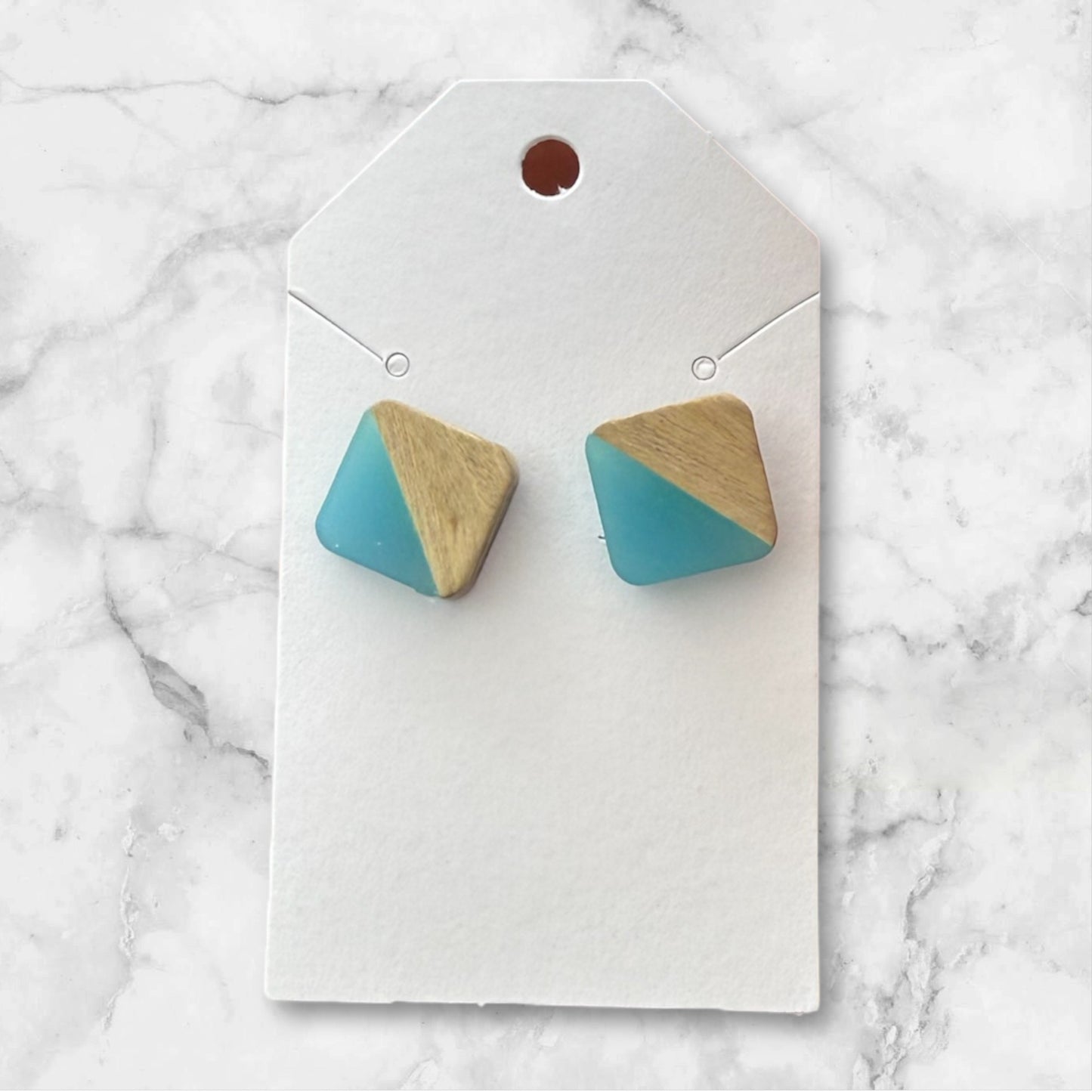 Square Wood and resin Earrings