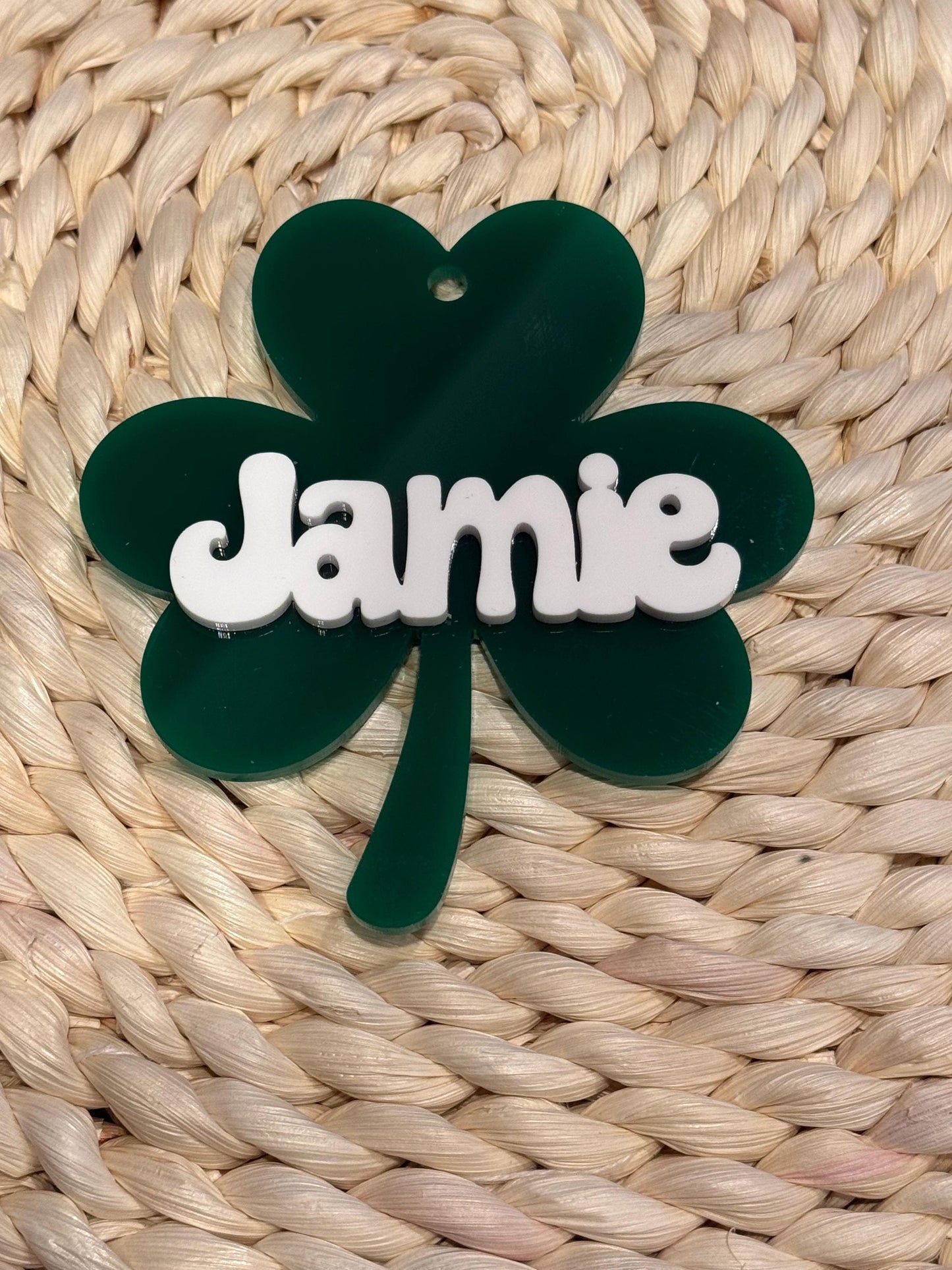 Personalized Shamrock acrylic bag tag |St. Patrick's Day Basket Tags | Shamrock Name Tags | St. Patty's Day Gift Basket