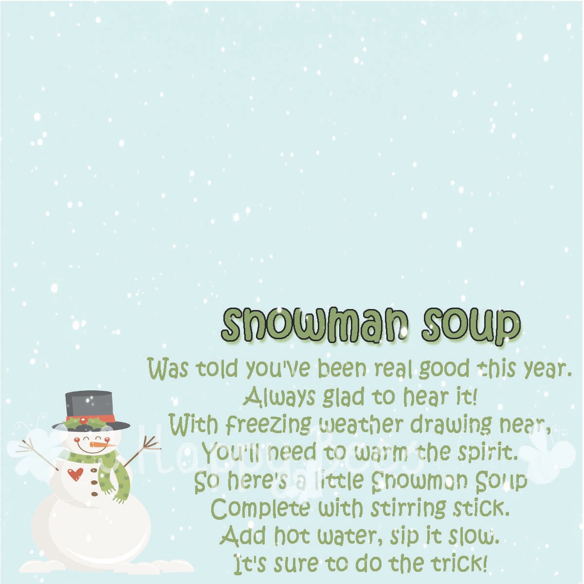Snowman Soup Treat Bag toppers