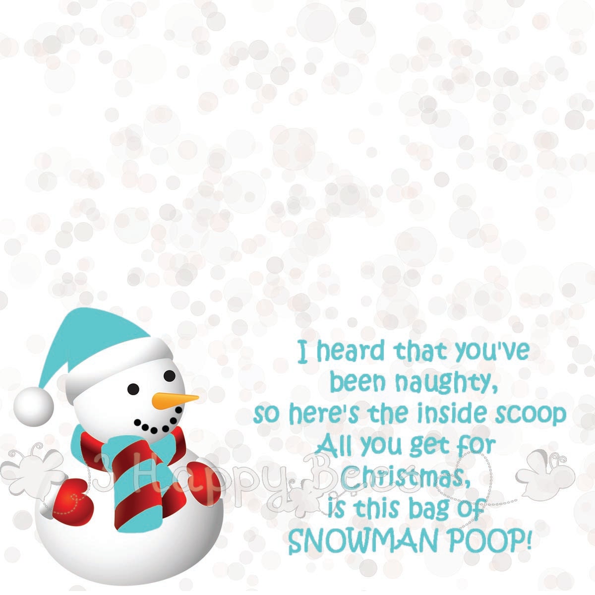 Snowman Poop Treat Bag Topper DIY Printable