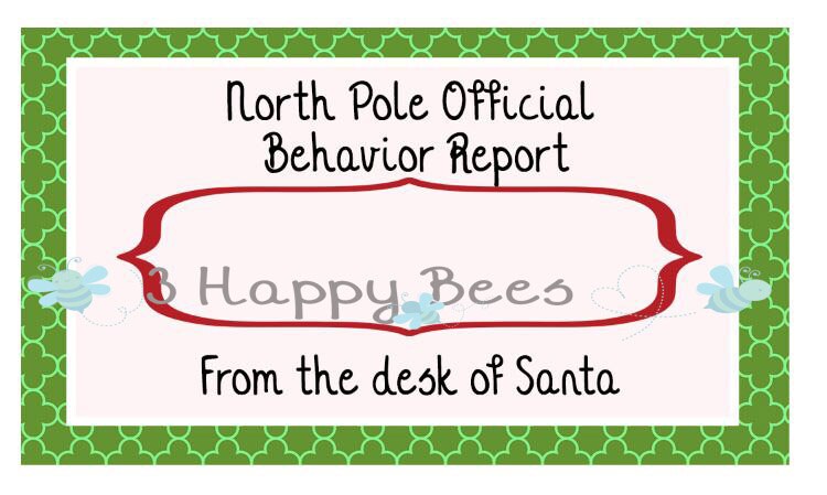 Christmas Elf Notes, Elf Report, Official Behavior Report. Naught or Nice Cards Printable, North Pole Official Behavior
