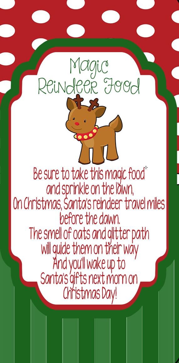 Magic Reindeer Food Instant Download, Food tag, Kid gift stickers