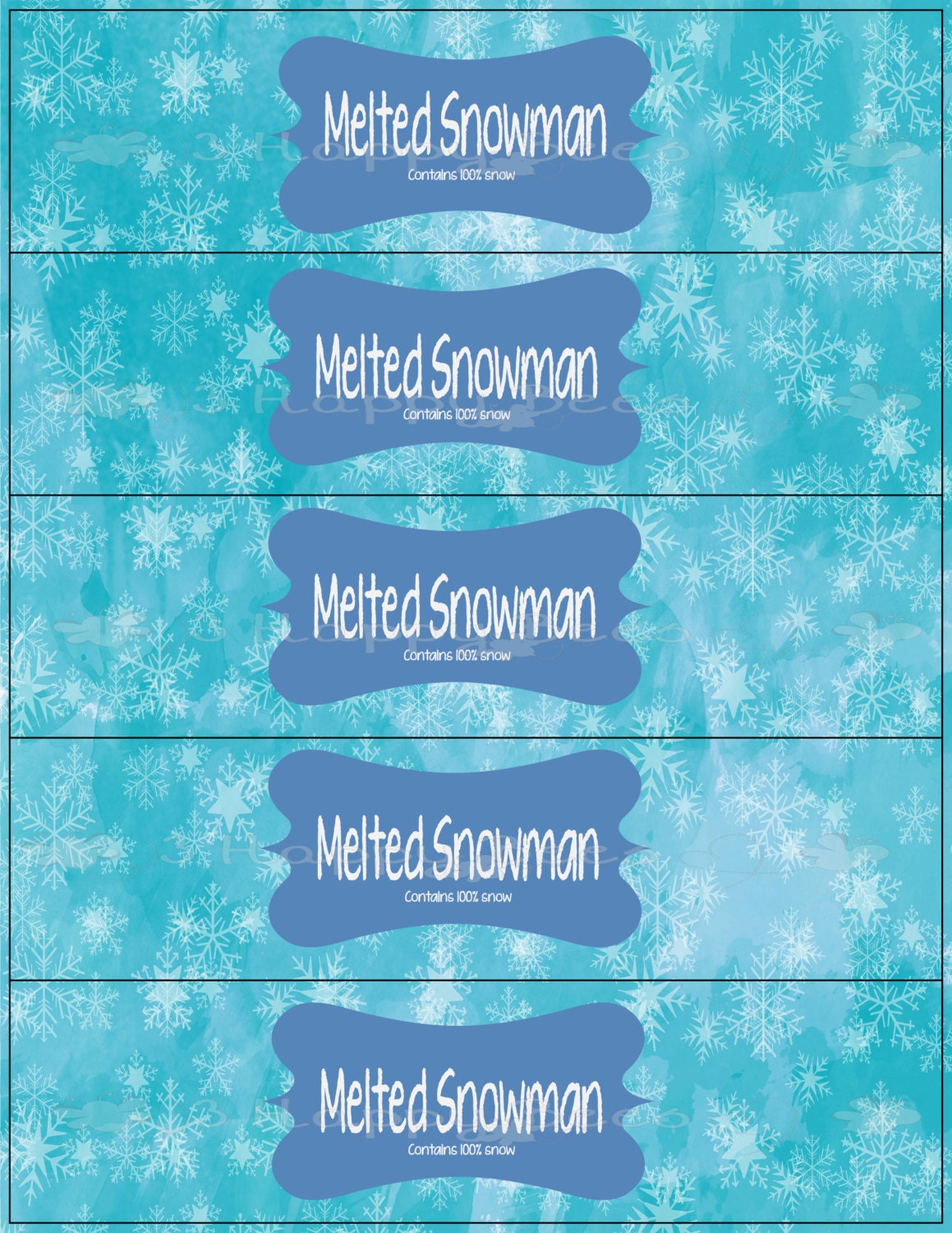 melted snowman printable water bottle label – ml made co.