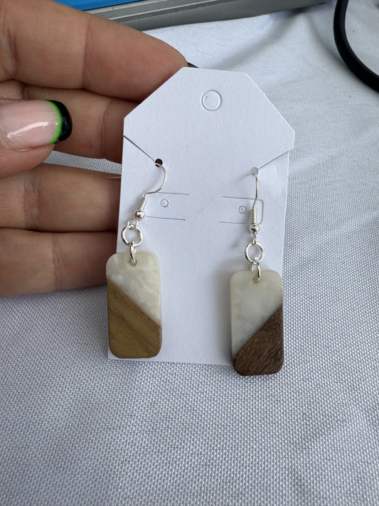 Rectangle Wood and resin Earrings