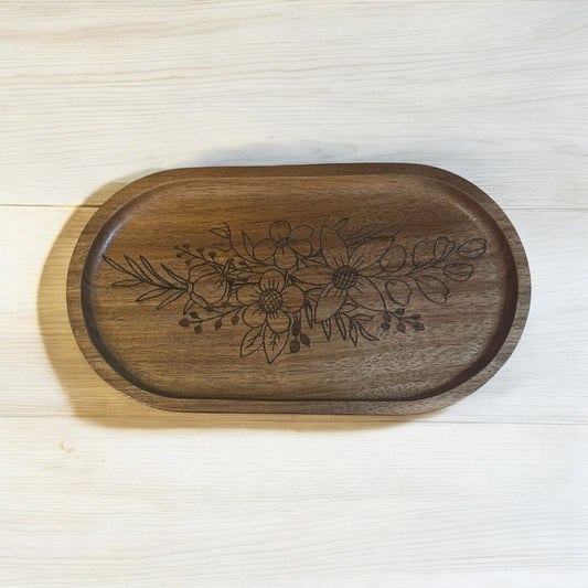 Small flower Wooden Tray