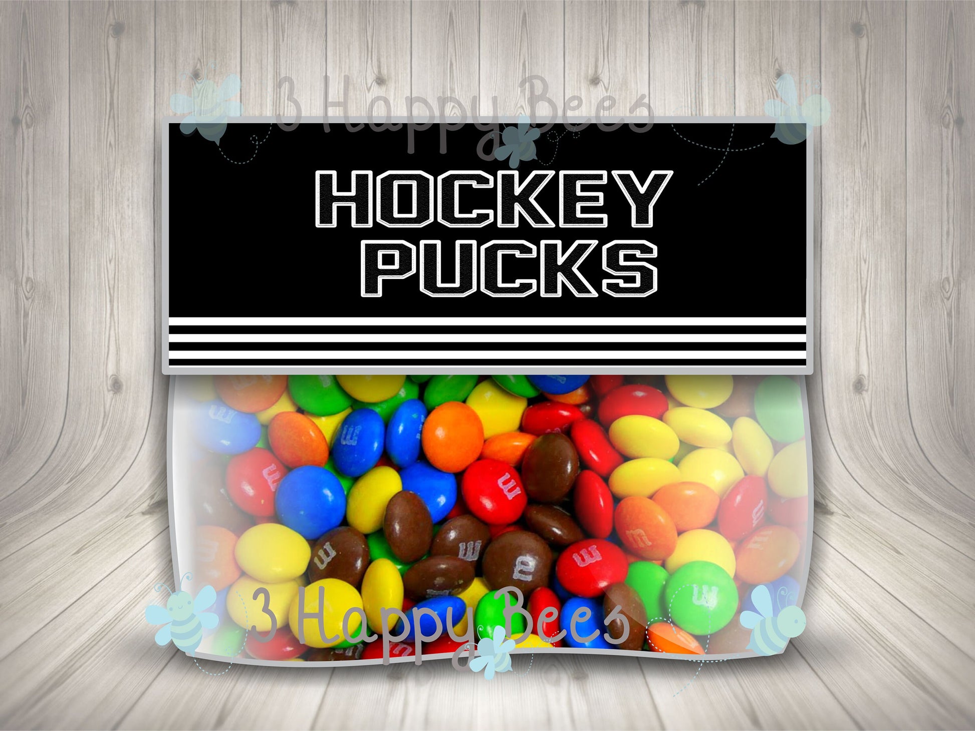 Hockey Party Favor Topper Instant Download Black & White
