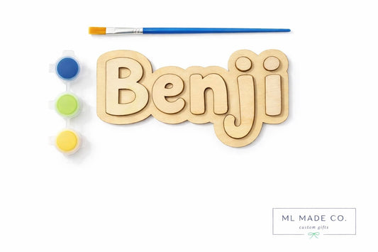 Personalized Name Paint Kit | Custom Wooden Name Sign | Kids DIY Craft Kit | Paint Your Own Name | Children’s Gift Topper