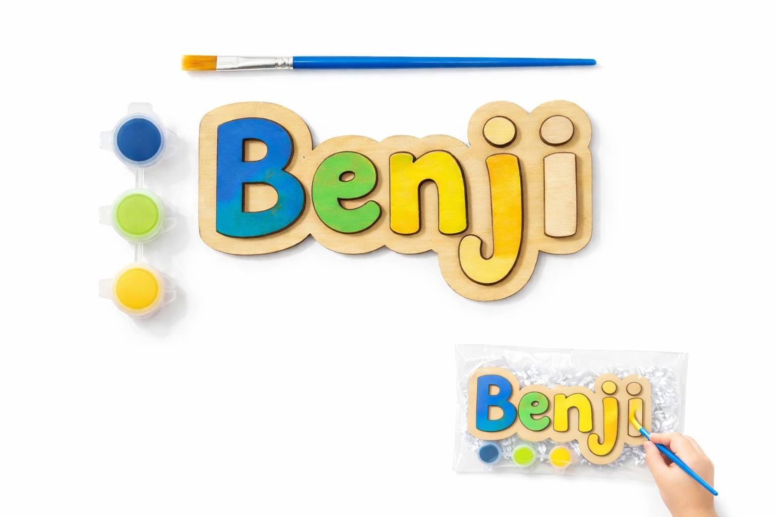 Personalized Name Paint Kit | Custom Wooden Name Sign | Kids DIY Craft Kit | Paint Your Own Name | Children’s Gift Topper